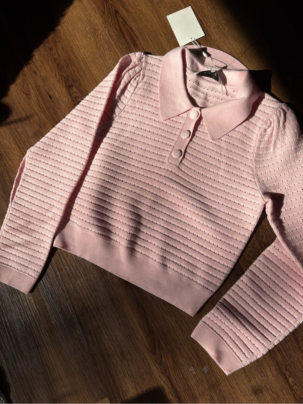 Women's Pink Collared Knit Sweater
